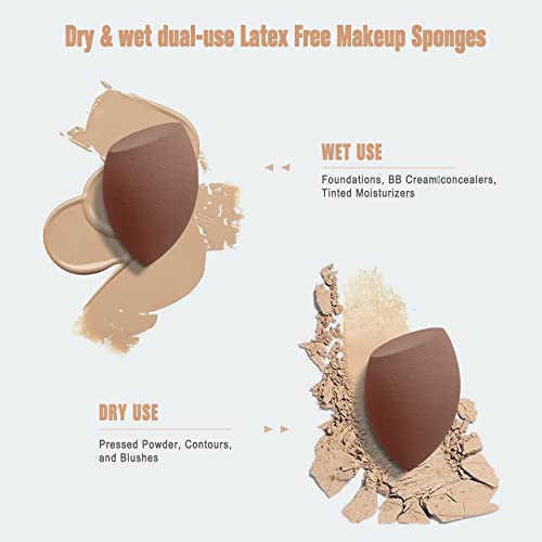 FERYES Brown Silicone Makeup Sponge Holder with Sponge - Travel Dry & Wet Case