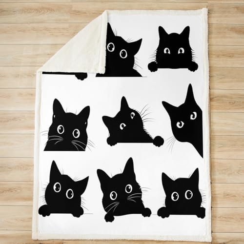 Feelyou Black Cat Fleece Blanket for Kids - Super Soft 30x40