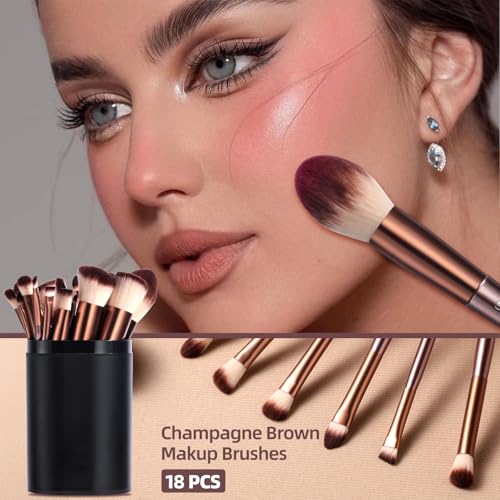 BS-MALL 18 PCS C-Brown Makeup Brush Set for Flawless Application
