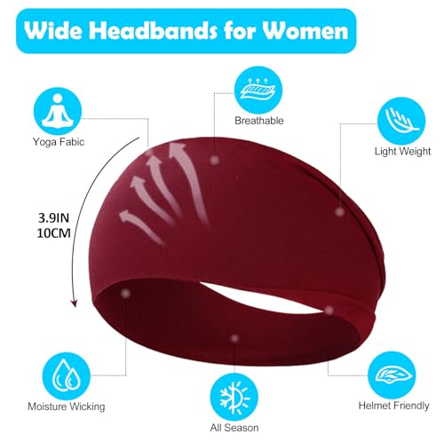 RITOPER Wide Non-Slip Headbands for Women - 10 Pack Soft Yoga Hair Bands