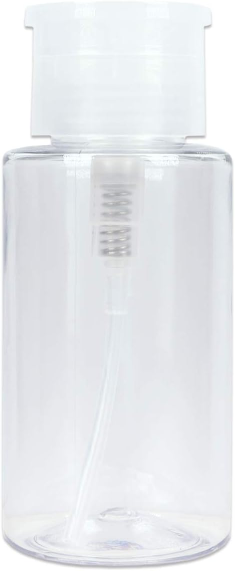 Clear Push Down Pump Dispenser - 3oz Refillable Empty Bottle | Lockable Travel Cosmetic Packaging for Nail Polish