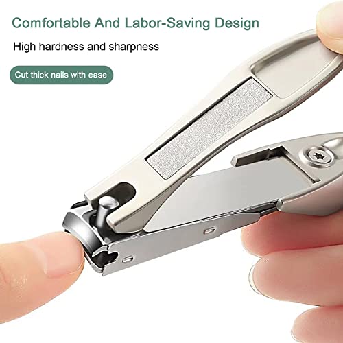 Professional Nail Clippers with Catcher for Thick Toenails - Grey