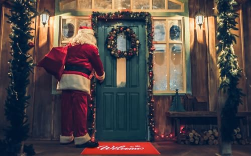 T.HENV Waterproof Christmas Door Mat - All-Season 32x20 Low Profile Entrance Mat