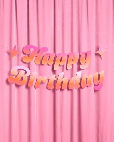 Happy Birthday Pink & Orange Banner - 39 Inch Kids Party Decor