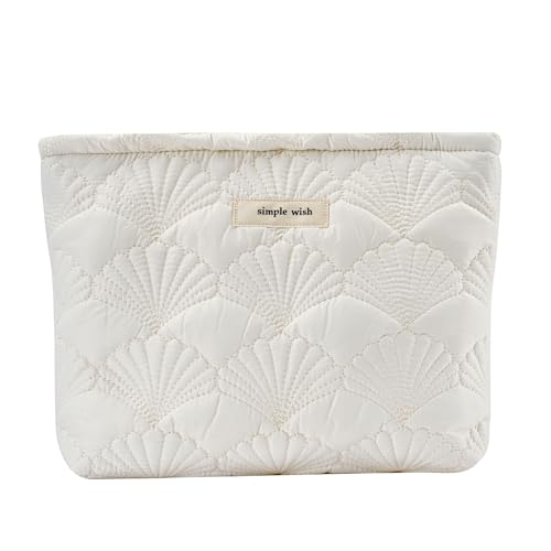 Quilted Cotton Makeup Bag - Portable Travel Toiletry Pouch