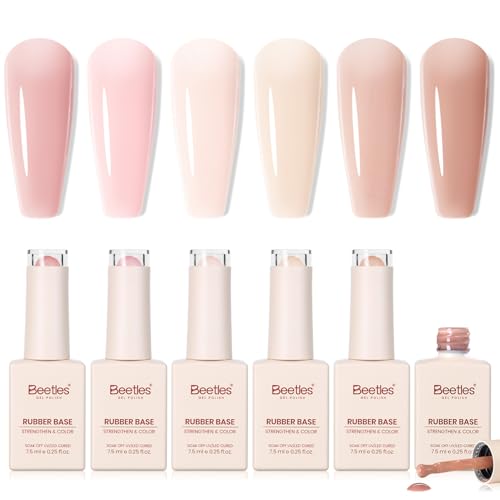 Beetles Nude Neutrals Rubber Base Gel Nail Polish Set 6 Colors 7.5ml – Natural & Long-Lasting