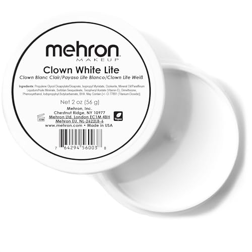 Mehron Makeup Clown White Lite - 2.25 oz Vegan Cream Face Paint