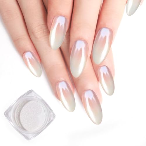 Pretty Diva White Pearl Chrome Nail Powder for DIY Nail Art