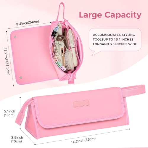 JKAOO Sweet Pink Hair Tools Travel Bag & Heat Resistant Mat