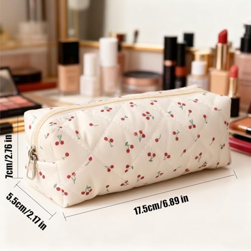 Small Flower Makeup Bag for Women Girls, Compact Cosmetic Pouch, Travel & Purse Organizer