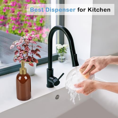 Natheeph 14oz Ceramic Soap Dispenser for Kitchen & Bathroom