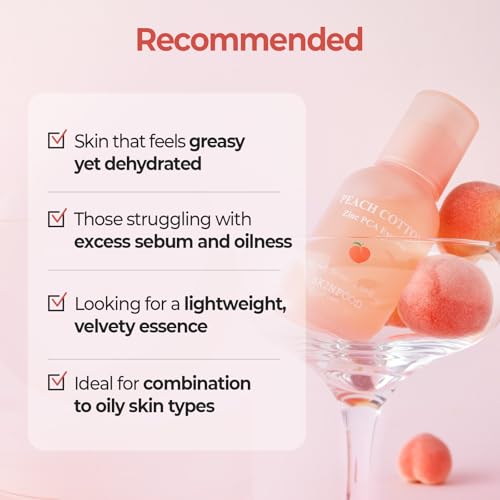 SKINFOOD Peach Cotton Zinc PCA Face Primer Serum for Hydrating & Mattifying