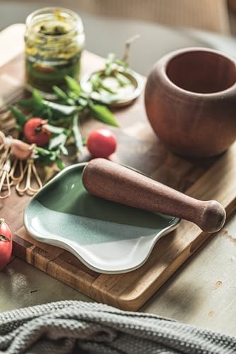 Ceramic Spoon Rest for Kitchen - Heat-Resistant Utensil Holder