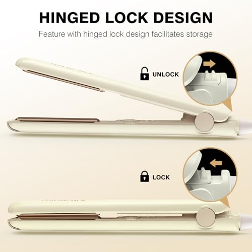 MiroPure 1-Inch Flat Iron Hair Straightener & Curler, Beige, 30S Fast Heat
