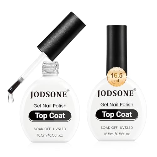 JODSONE Gel Top Coat - 2x 16.5ml No Wipe Glossy Finish