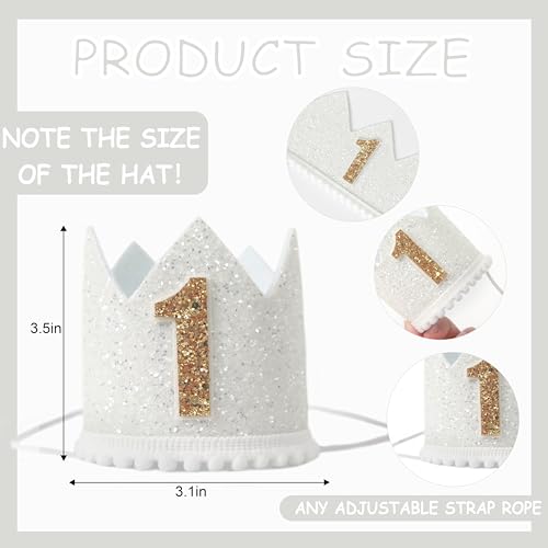 KOJIN 1st Birthday Hat - White Boho Cake Smash Prop