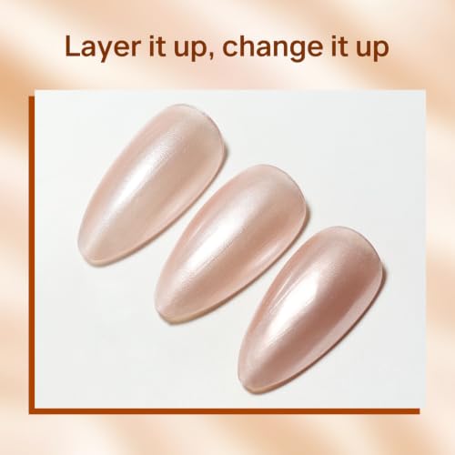 MIZHSE Champagne Rose Gold Pearl Nail Polish - Quick Dry Shimmer 0.54 fl oz