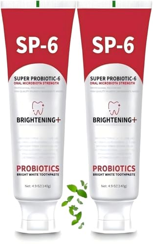 SP-6 Probiotic Whitening Toothpaste - 2 Pack, Fluoride-Free Mint
