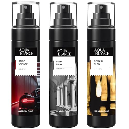 AQUA BLANCE Men's Body Spray Gift Set - 3-Pack Long-Lasting Fragrances