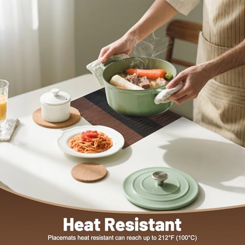 Set of 6 Non-Slip PVC Placemats - Heat Resistant Table Mats for Dining