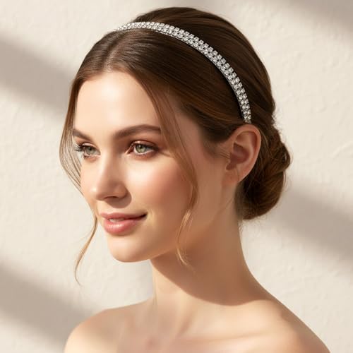 Silver Rhinestone Headbands for Women - Elegant Hair Accessories