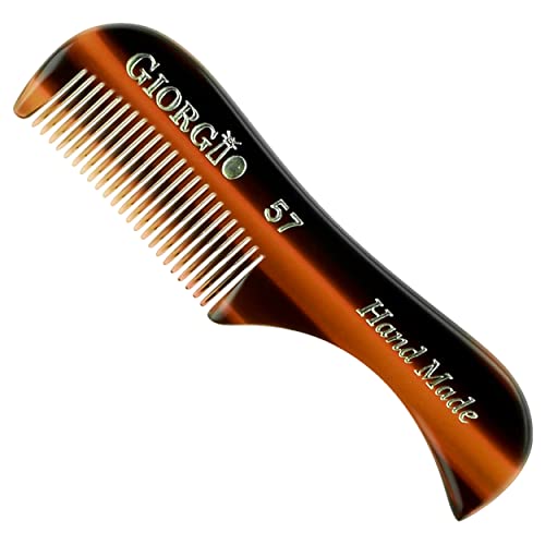Giorgio 3 Pack Tortoiseshell Small Beard & Mustache Comb Set - Pocket Size, Handmade, Durable Cellulose Acetate