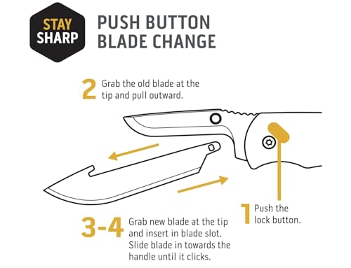 Outdoor Edge 3.5" Black Drop-Point Replacement Blades - 6-Pack