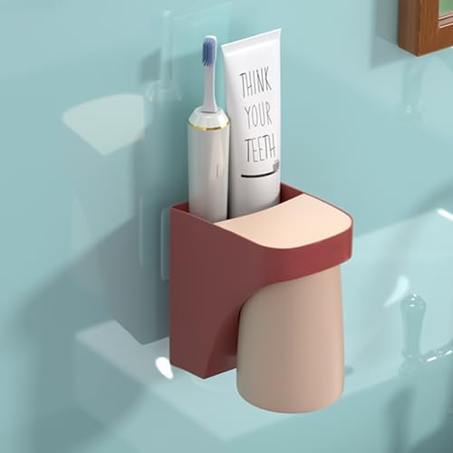 2-in-1 Space Saving Toothbrush Holder with Suction Cup - Bathroom Organizer