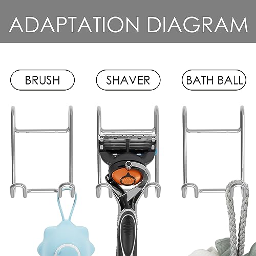 Stainless Steel Shower Caddy Hooks - Wall Mounted Organizer, 4 Pack