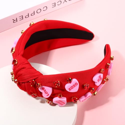 YAHPERN Valentine’s Day Red Pink Heart Knotted Headband — Letter Heart Variant