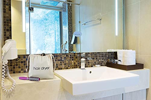 Beige Hair Dryer Storage Bag Organizer – 12" x 12" with Drawstring