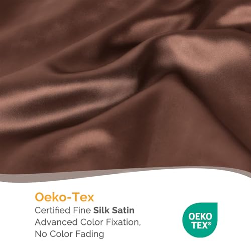 Large Brown Silk Feeling Sleep Bonnet for Long Hair & Braids - Secure Fit