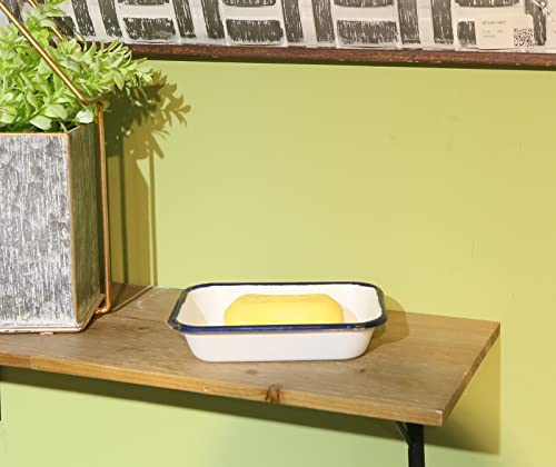 Joy Choice 6.5" Farmhouse Metal Soap Dish with Tray - White