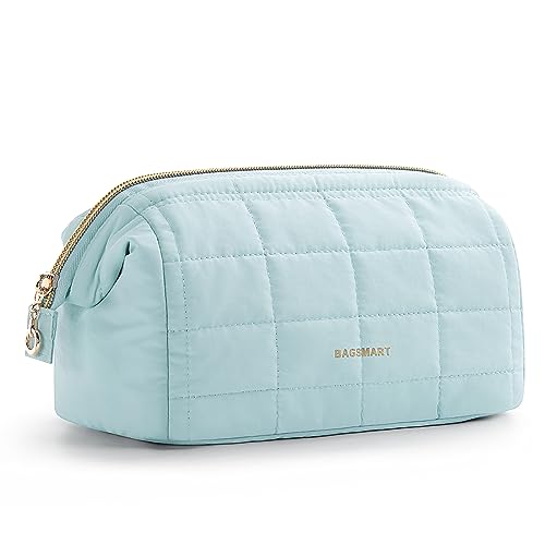 BAGSMART Travel Makeup Bag - Padded Toiletry Organizer in Mint Green