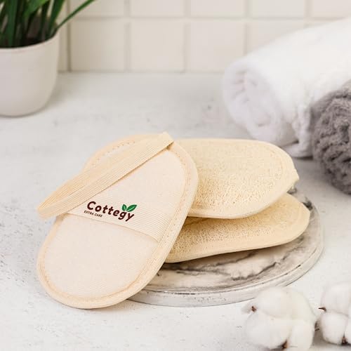 Cottegy Egyptian Loofah Exfoliating Scrubber - 2 Count Natural Bath Sponge