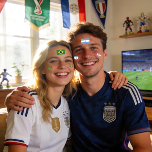 World Cup 2026 Soccer Tattoos, 10 Sheets Oil Painting Style£¬48sheets Temporary Tattoos Country Flag Face Stickers Waterproof National Flag Tattoos,Suitable for fans of all ages a total of 58 pieces