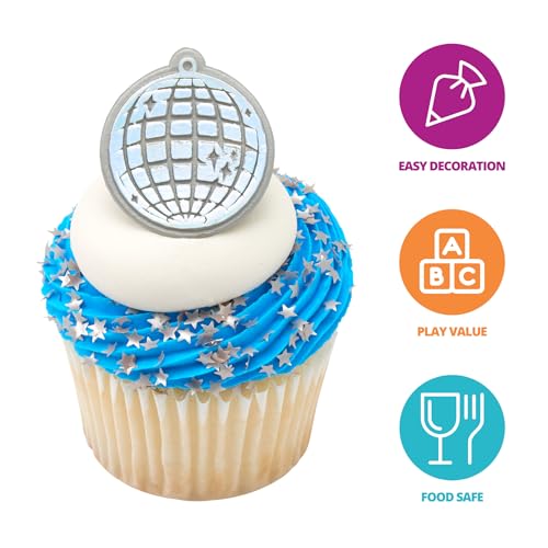 DecoPac Disco Ball Cupcake Toppers - 24 Glamorous Rings for Parties