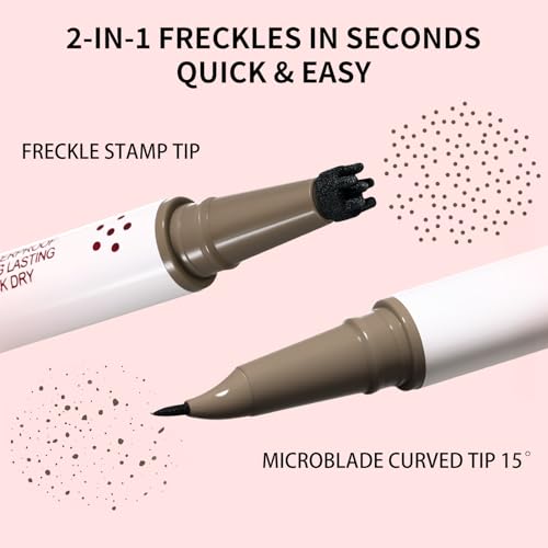 UCANBE 2PCS Dual-Ended Freckle Pen & Stamp Set - Light Brown & Chestnut