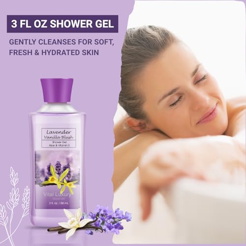 Lavender Vanilla Bath Set - 4-Piece Spa Gift Set with Shower Gel, Lotion, Hand Cream & Mist