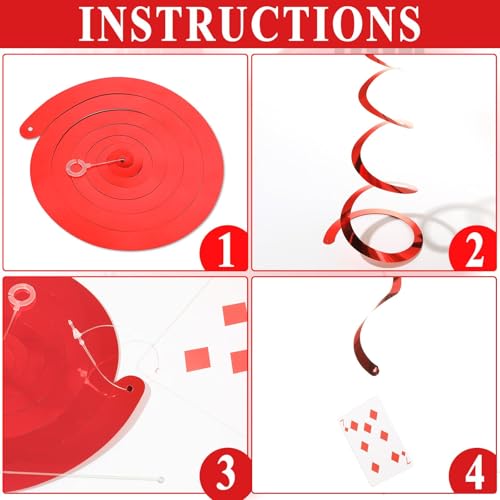 30Pcs Wonderland Poker Cards Hanging Swirls for Party Decor