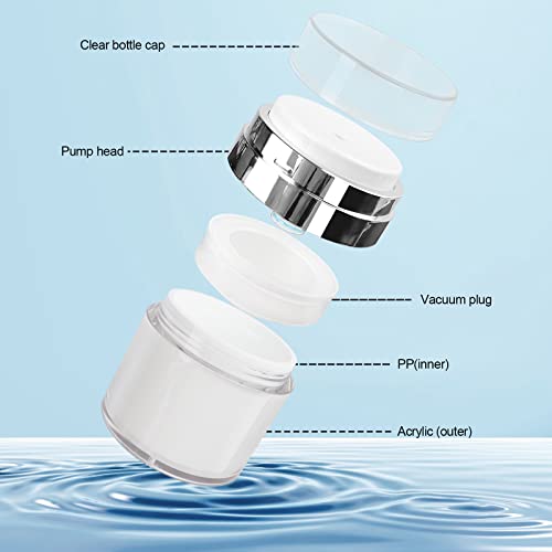 Mluchee Airless Pump Jar, 1.7 Oz Refillable Lotion Dispenser - 2 Pack