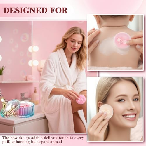 HUGOMOVA Oversized Crystal Powder Container & 4 Ultra-Soft Velour Puffs Set