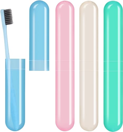 4 Pack Portable Travel Toothbrush Cases - BPA-Free Plastic Holders