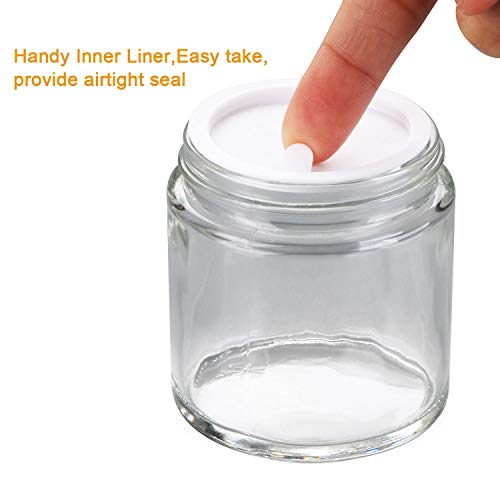 Encheng 4 oz Clear Glass Jars with Black Lids - 12 Pack, Cosmetic Storage & DIY Containers