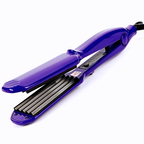 MBHAIR Ceramic Crimper Iron for Voluminous Fluffy Hair, Anti-Static, Adjustable Temp - Purple
