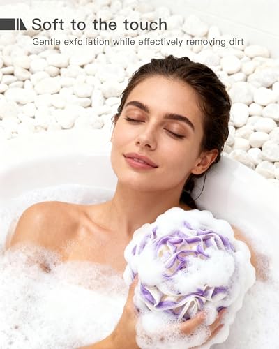 Large Loofah Sponge Set - 4 Pack Exfoliating Bath Scrubbers