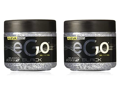 Men's Hair Gel eGo Black Extra Strong 450ml - Pack of 2 for Styling