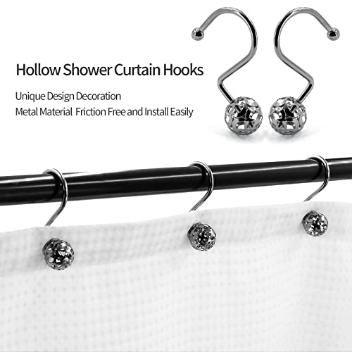 MitoVilla Chrome Metal Shower Curtain Rings - Rust-Proof Hooks, 12 Pack