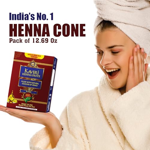 Kaveri Natural Dark Brown Henna Paste Hair Dye - 6 Cone Pack