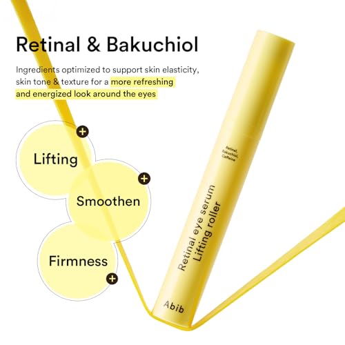 Abib Retinal Eye Serum with Lifting Roller – Anti-Aging Under Eye Treatment, Dark Circles & Puffiness, Travel Size 15ml